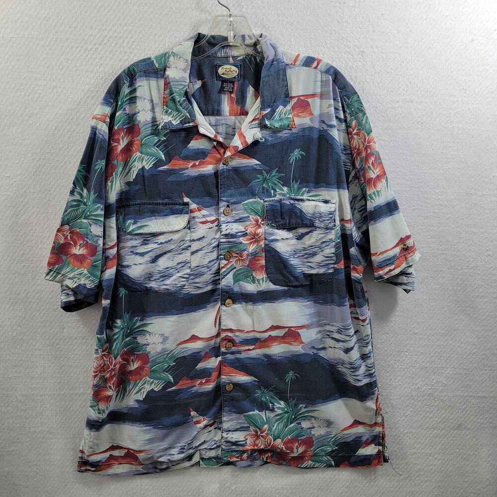 Tommy Bahama Blue Hawaiian Button Front Shirt Size L 71624-0853